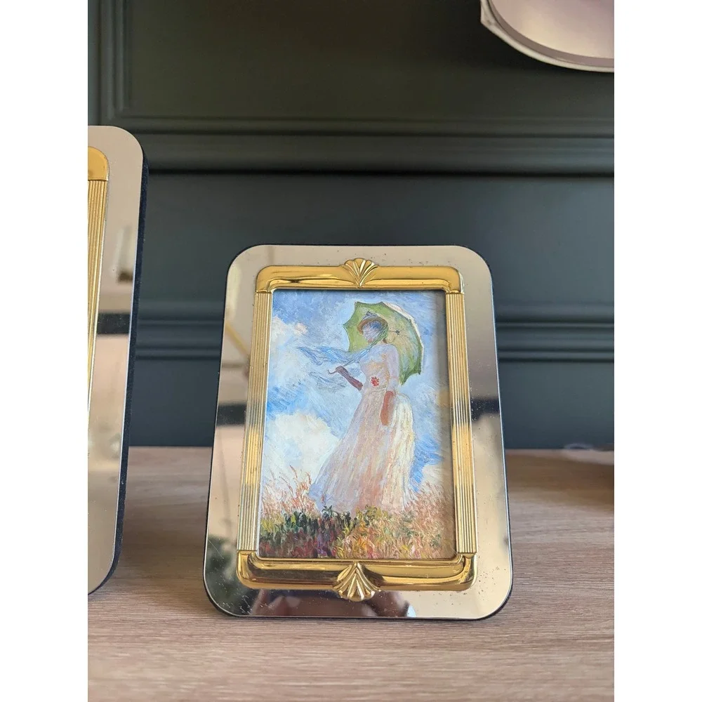Two Vintage Picture Frames Two-Tone Silver and Gold Finish